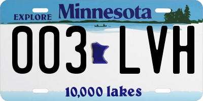 MN license plate 003LVH