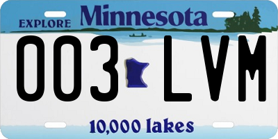 MN license plate 003LVM
