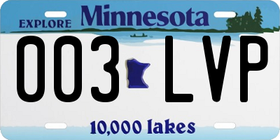 MN license plate 003LVP