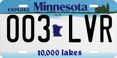 MN license plate 003LVR