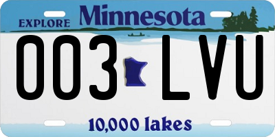 MN license plate 003LVU
