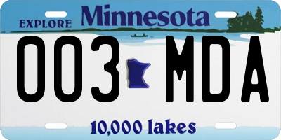MN license plate 003MDA