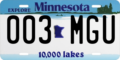 MN license plate 003MGU