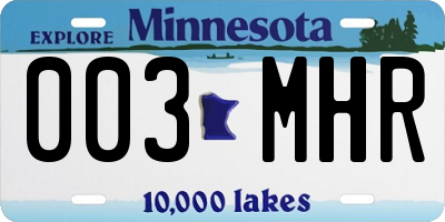 MN license plate 003MHR