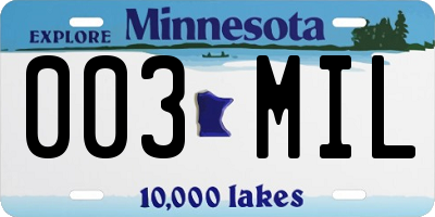 MN license plate 003MIL