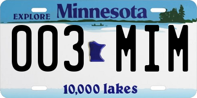 MN license plate 003MIM