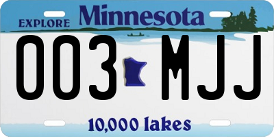 MN license plate 003MJJ
