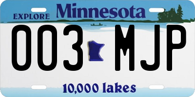 MN license plate 003MJP