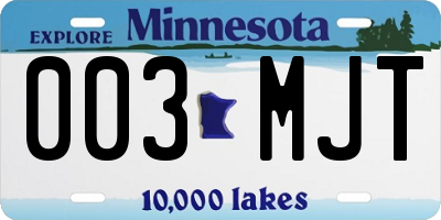 MN license plate 003MJT
