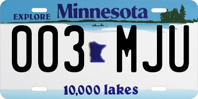 MN license plate 003MJU