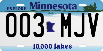 MN license plate 003MJV
