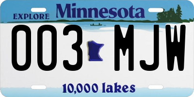 MN license plate 003MJW