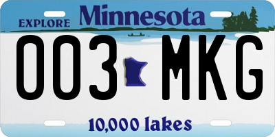 MN license plate 003MKG