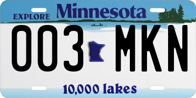 MN license plate 003MKN