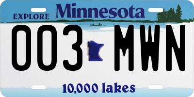 MN license plate 003MWN