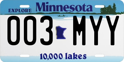 MN license plate 003MYY