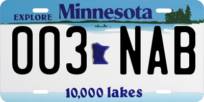 MN license plate 003NAB