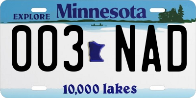 MN license plate 003NAD