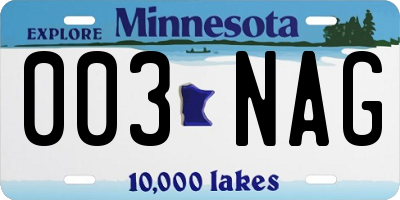 MN license plate 003NAG