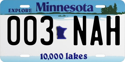 MN license plate 003NAH