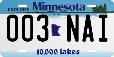 MN license plate 003NAI
