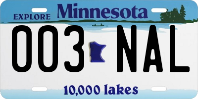 MN license plate 003NAL