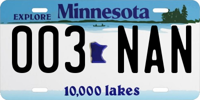 MN license plate 003NAN