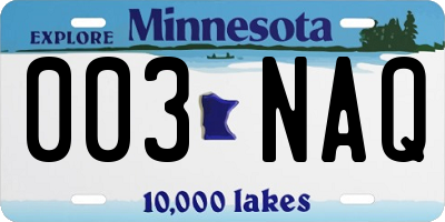 MN license plate 003NAQ