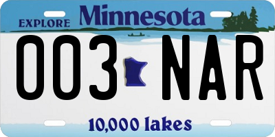 MN license plate 003NAR