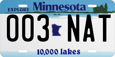 MN license plate 003NAT