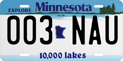 MN license plate 003NAU