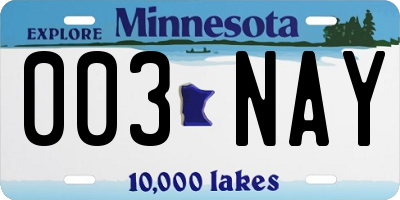 MN license plate 003NAY