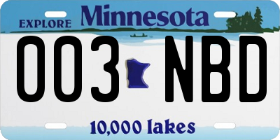 MN license plate 003NBD