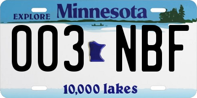 MN license plate 003NBF