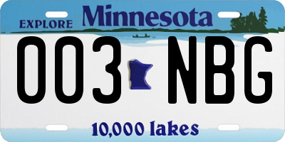 MN license plate 003NBG
