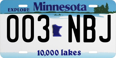 MN license plate 003NBJ
