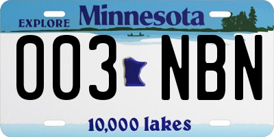 MN license plate 003NBN
