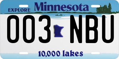 MN license plate 003NBU