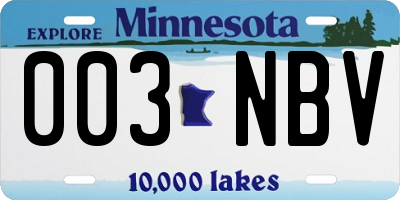 MN license plate 003NBV