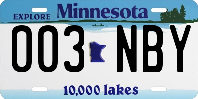 MN license plate 003NBY