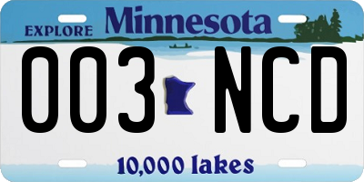 MN license plate 003NCD
