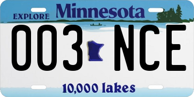 MN license plate 003NCE