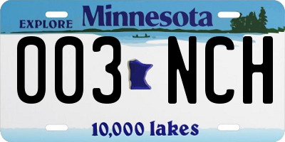 MN license plate 003NCH
