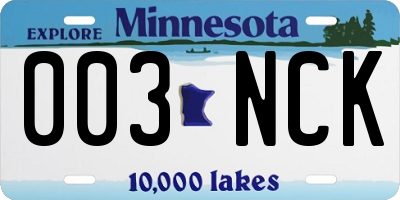 MN license plate 003NCK
