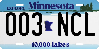 MN license plate 003NCL