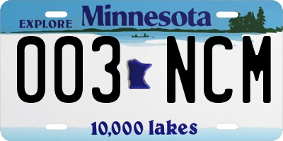 MN license plate 003NCM