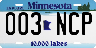 MN license plate 003NCP