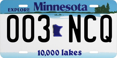 MN license plate 003NCQ