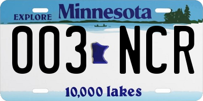 MN license plate 003NCR