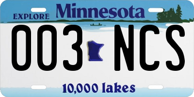 MN license plate 003NCS